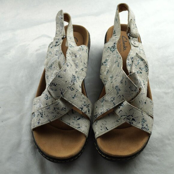 Clarks Collection Slingback Platform Sandals Floral Print Size 8.5 - Picture 2 of 8
